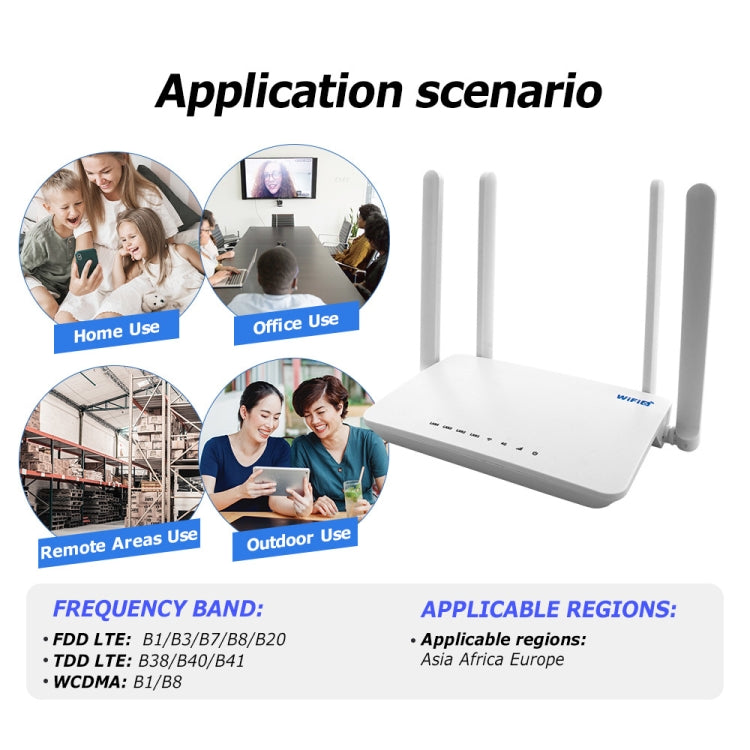 4G CPE Wireless Plug-In Router WiFi 6 Network Hotspot, EU Plug - White