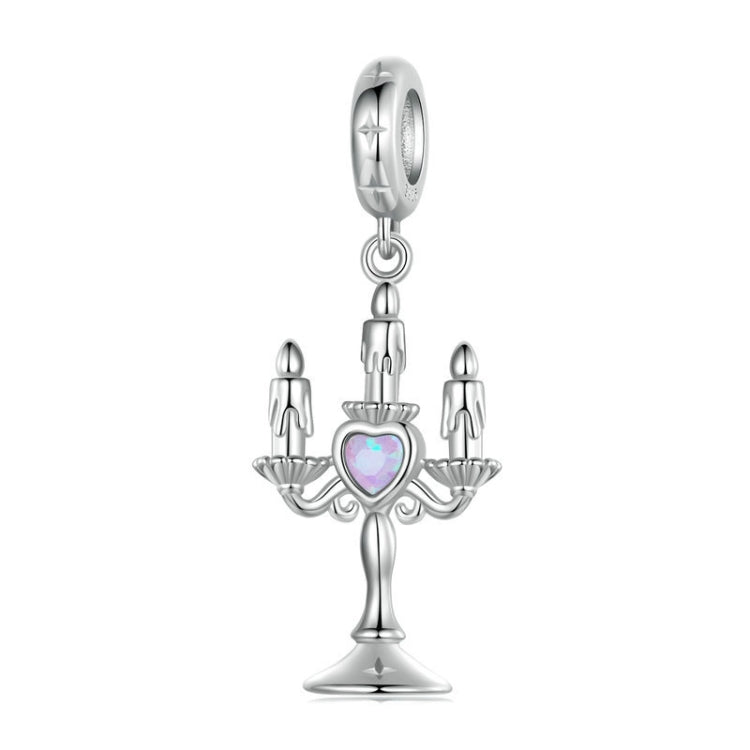 S925 Sterling Silver Platinum-plated Retro Pattern Candlestick Pendant - SCC2890