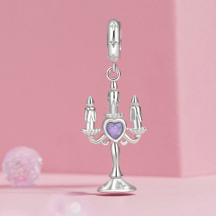 S925 Sterling Silver Platinum-plated Retro Pattern Candlestick Pendant - SCC2890