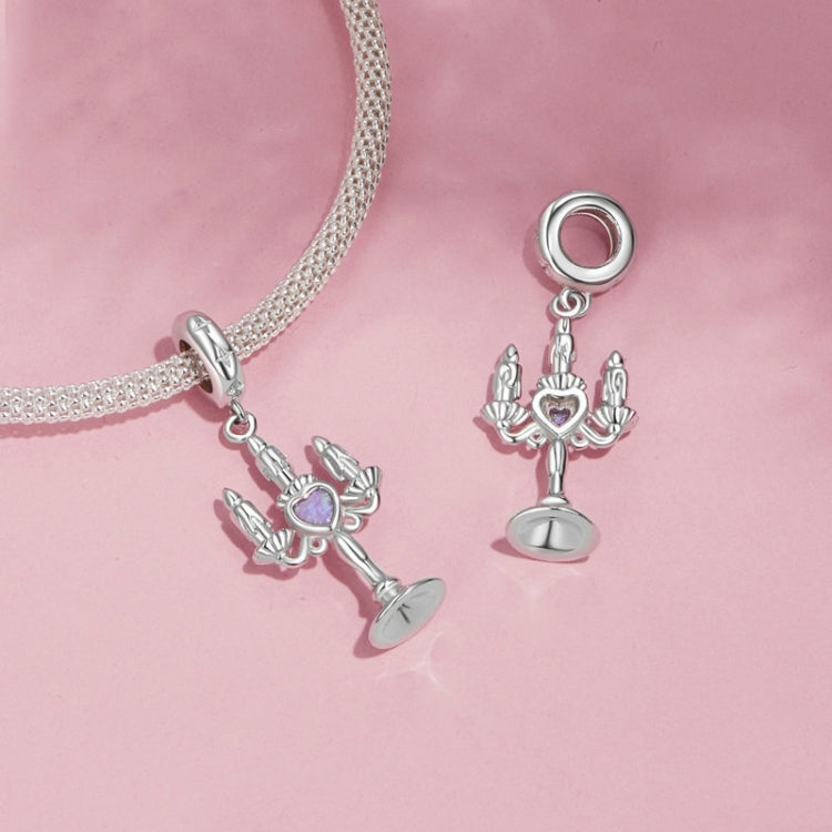 S925 Sterling Silver Platinum-plated Retro Pattern Candlestick Pendant - SCC2890