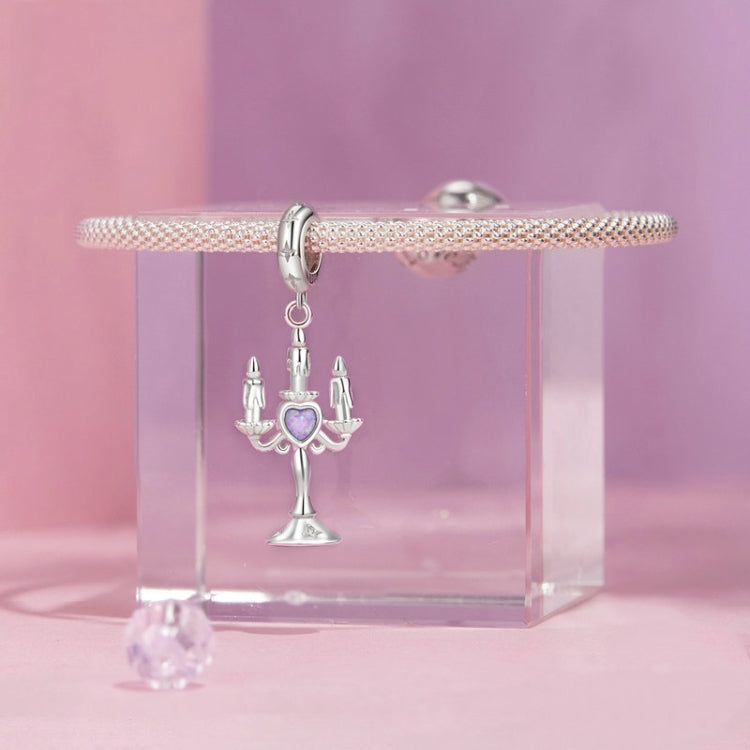 S925 Sterling Silver Platinum-plated Retro Pattern Candlestick Pendant - SCC2890