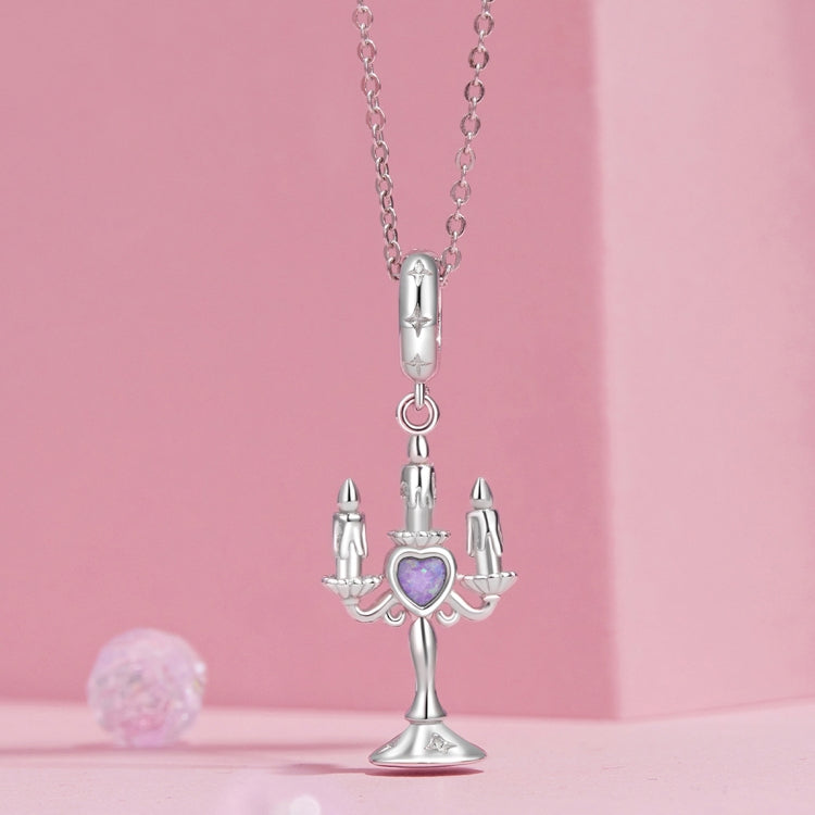 S925 Sterling Silver Platinum-plated Retro Pattern Candlestick Pendant - SCC2890