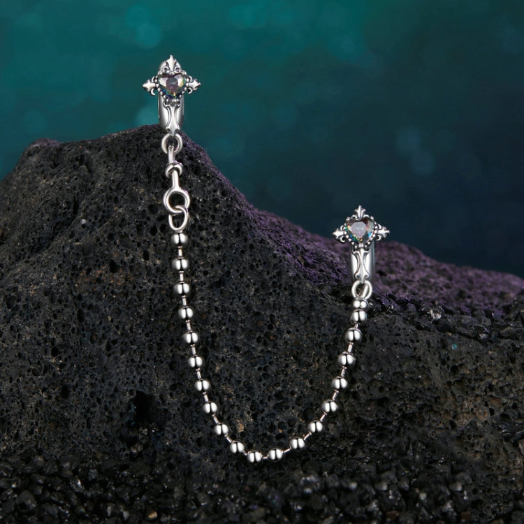 S925 Sterling Silver Oxidized Cross Safety Chain Bracelet Accessories - BSC1060
