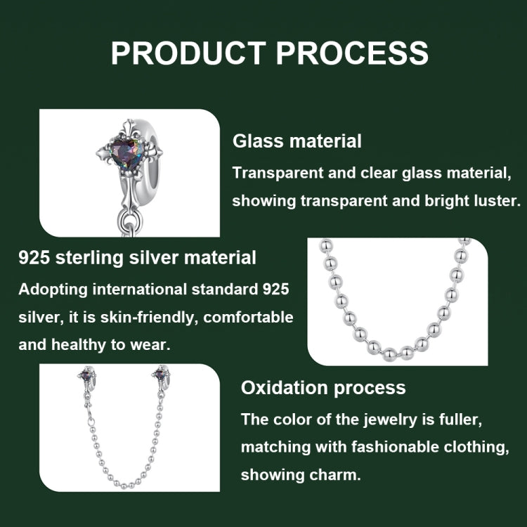 S925 Sterling Silver Oxidized Cross Safety Chain Bracelet Accessories - BSC1060
