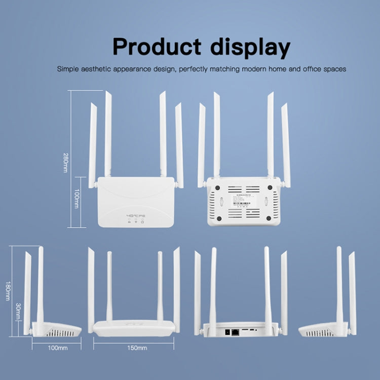 Asian B1/3/5/7/8/38/40/41 4G Wireless CPE Router Plug-in Mobile WiFi, EU Plug