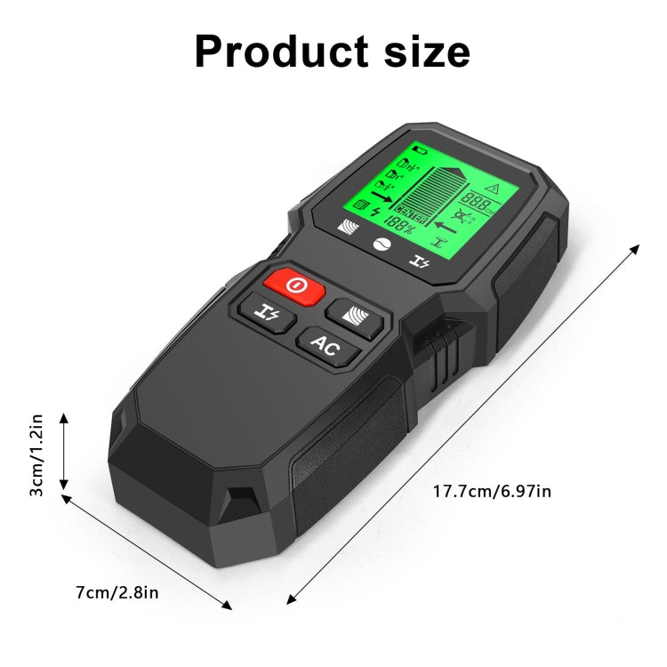 HW-QB6 5 In 1 Wall Scanner Handheld Stud Finder Wood Current Metal Live Wires Detection