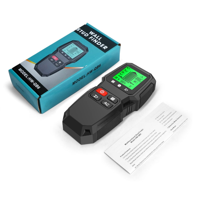 HW-QB6 5 In 1 Wall Scanner Handheld Stud Finder Wood Current Metal Live Wires Detection