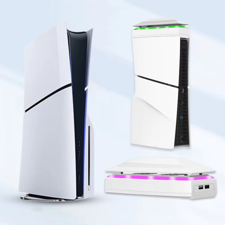For PS5 Slim Top Dustproof Colorful Cooling Fan 3 Adjustable Speed - White