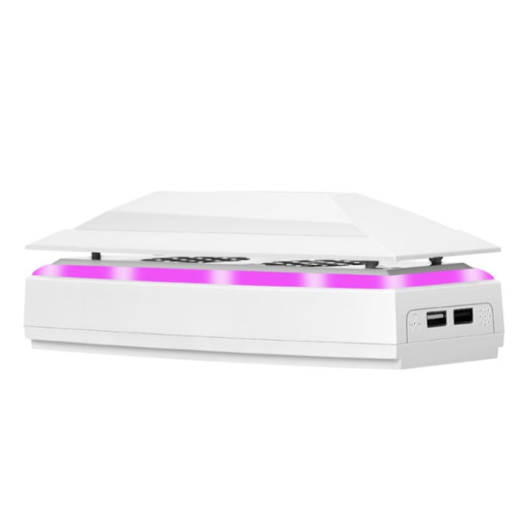 For PS5 Slim Top Dustproof Colorful Cooling Fan 3 Adjustable Speed - White