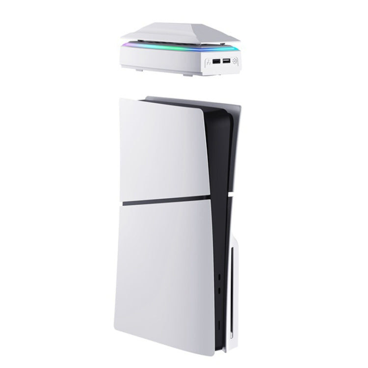 For PS5 Slim Top Dustproof Colorful Cooling Fan 3 Adjustable Speed - White