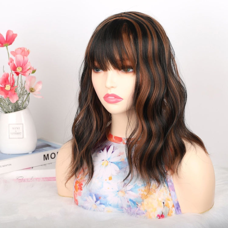 Ladies Water Wave Short Curly Hair Replacement Block Wigs, Color: 1BH30#