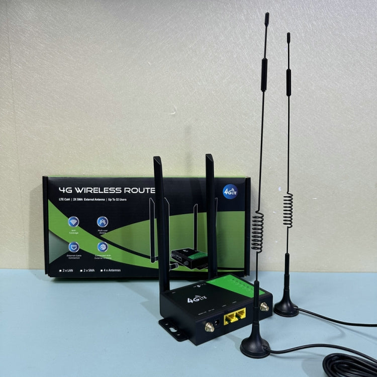 4G Wireless Plug-in Router Detachable Extension Antenna LTE Monitoring Network WiFi Hotspot, EU Plug - Black