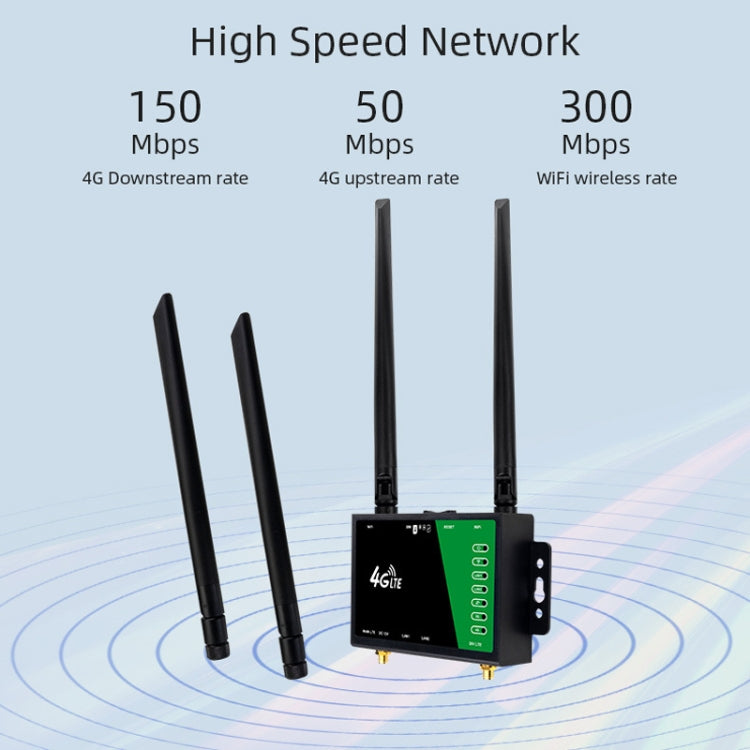 4G Wireless Plug-in Router Detachable Extension Antenna LTE Monitoring Network WiFi Hotspot, EU Plug - Black