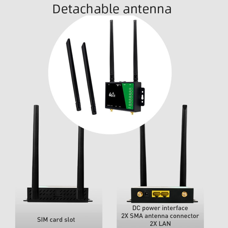 4G Wireless Plug-in Router Detachable Extension Antenna LTE Monitoring Network WiFi Hotspot, EU Plug - Black