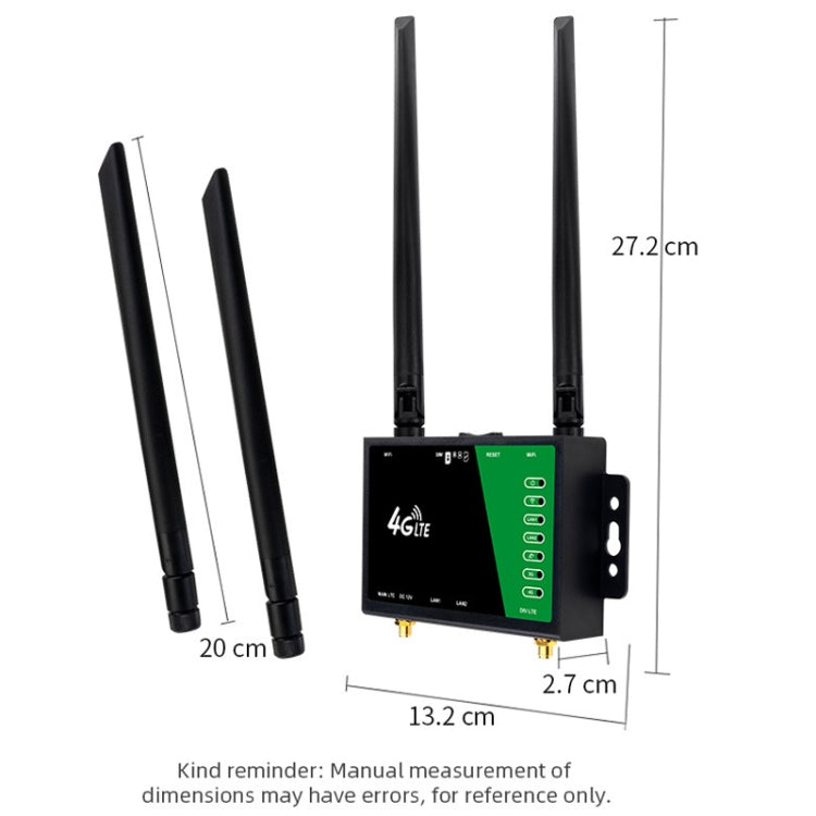 4G Wireless Plug-in Router Detachable Extension Antenna LTE Monitoring Network WiFi Hotspot, EU Plug - Black