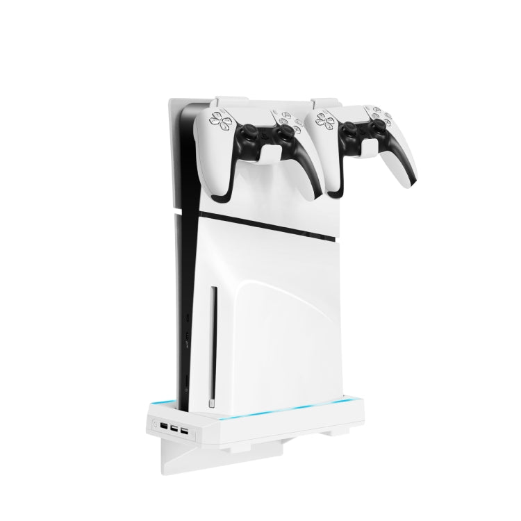 For PS5 Slim Console Wall-mounted Storage Rack With 3 USB2.0 Ports - White