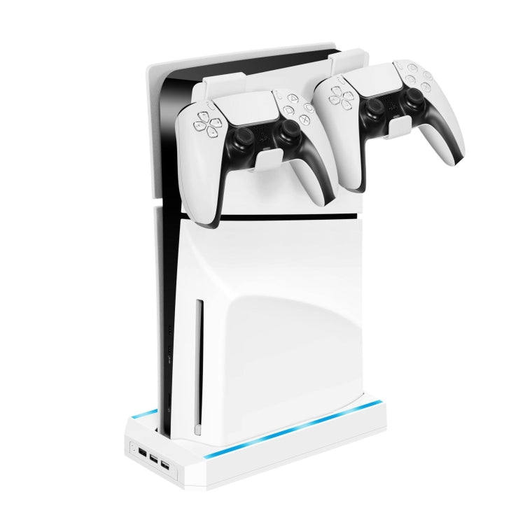 For PS5 Slim Console Wall-mounted Storage Rack With 3 USB2.0 Ports - White