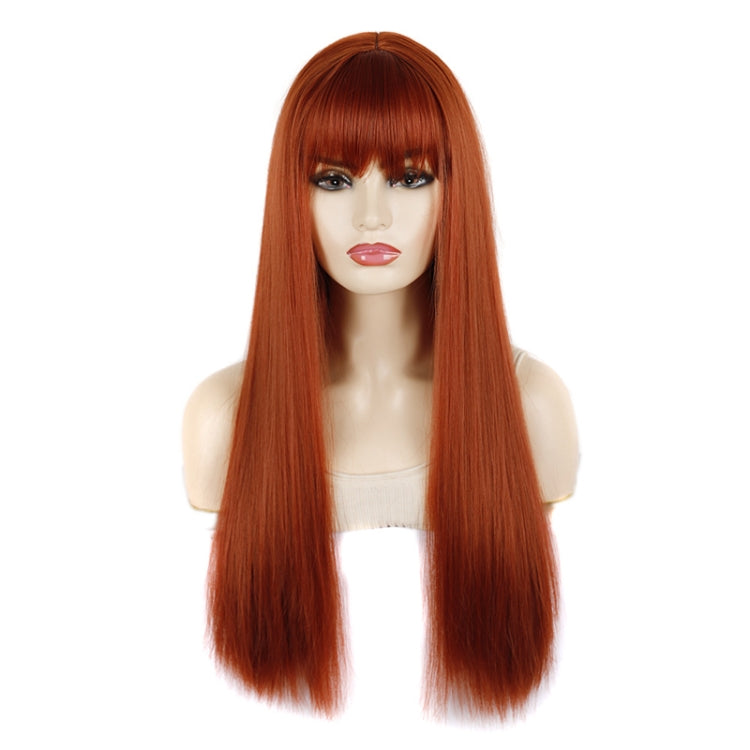 Dynamic Long Straight Hair With Messy Bangs Wig Headcover