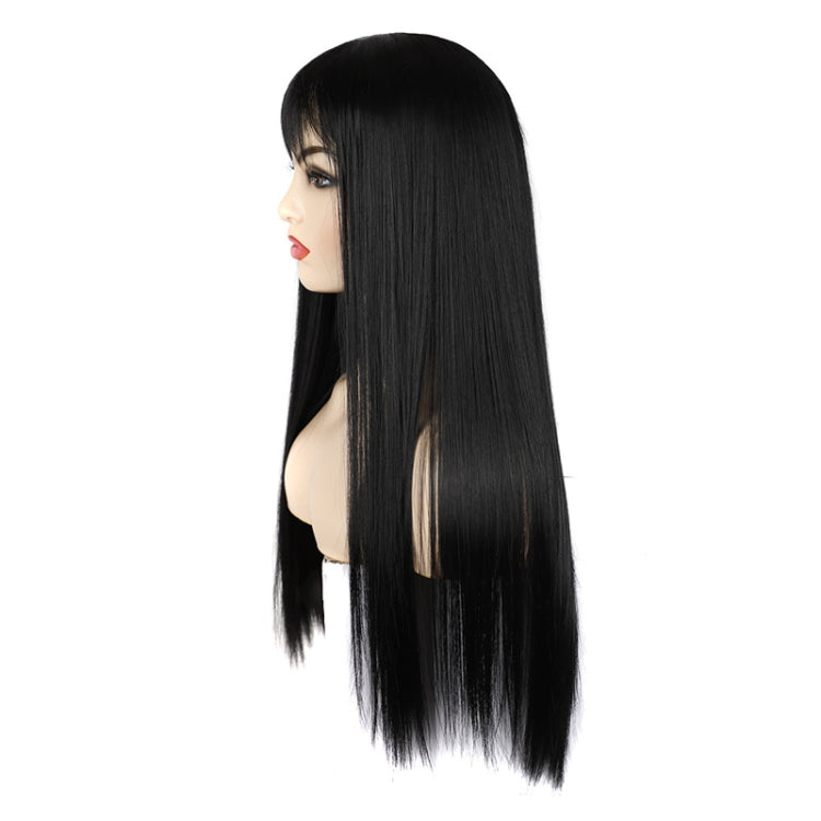 Dynamic Long Straight Hair With Messy Bangs Wig Headcover