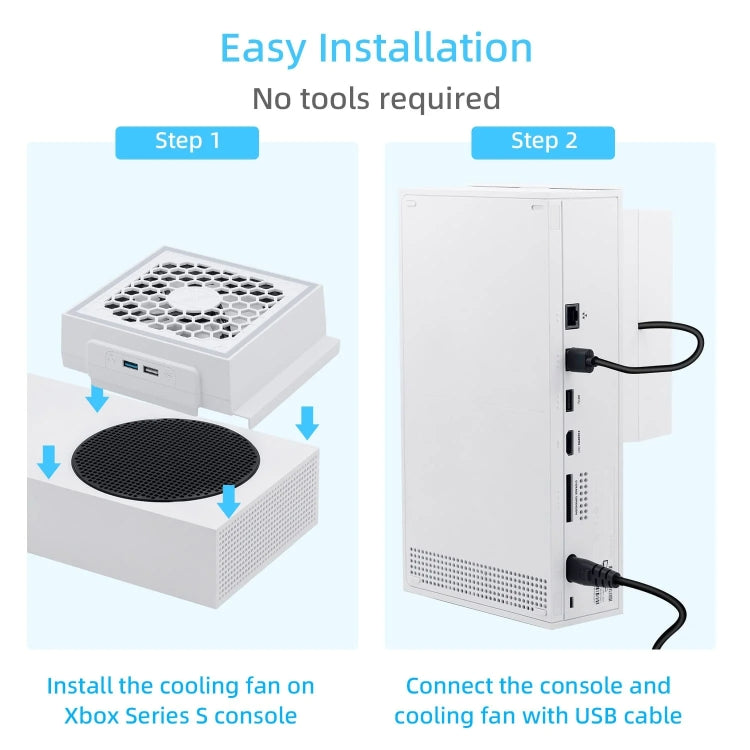 For XBOX Series S Console Side-mounted Cooling Fan RGB Color Light Radiator