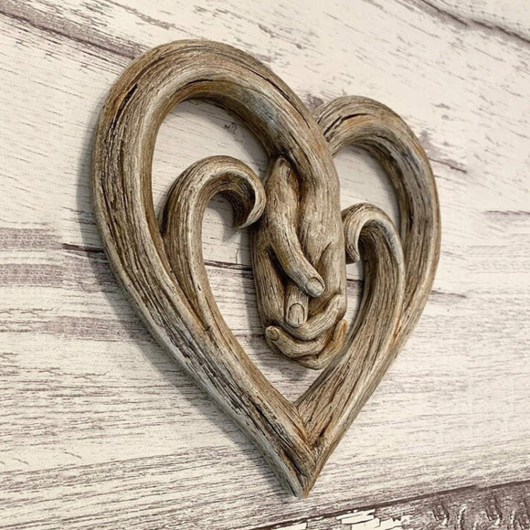 30 x 30cm Hand Holding Hand Heart Shaped Wooden Wall Decoration Crafts Pendant