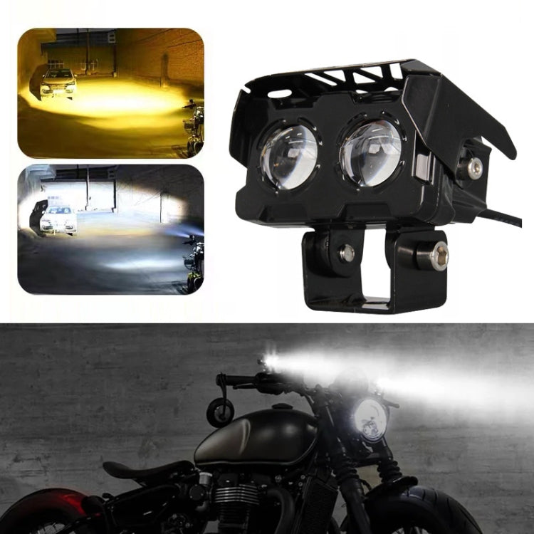 12W Motorcycle Spotlight High Bright Two Color Modified External Waterproof LED Lens Headlight