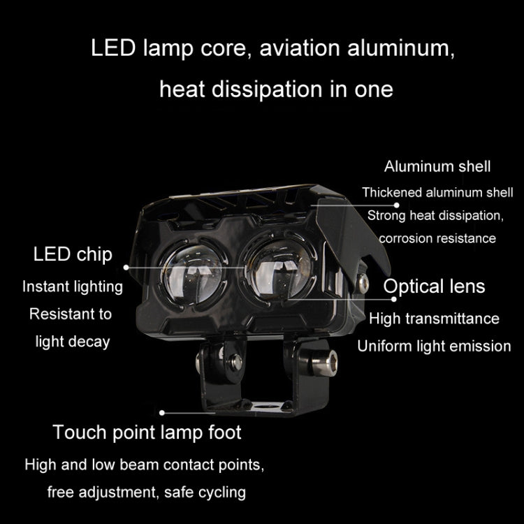 12W Motorcycle Spotlight High Bright Two Color Modified External Waterproof LED Lens Headlight