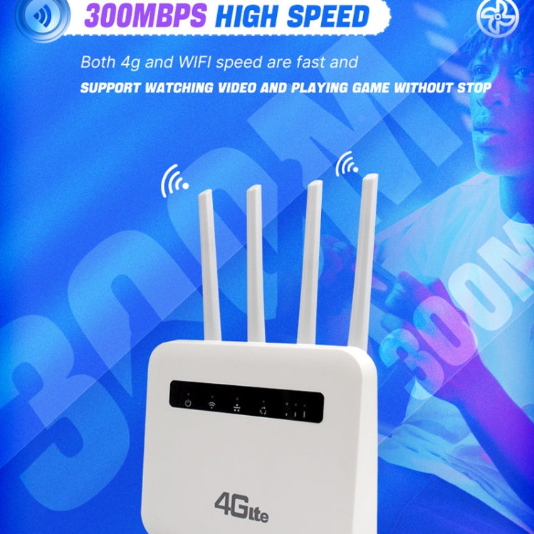 For European / Asian / African 4G CPE WiFi6 Plug-in Wireless Router Dual Port Wireless Hotspot, EU Plug