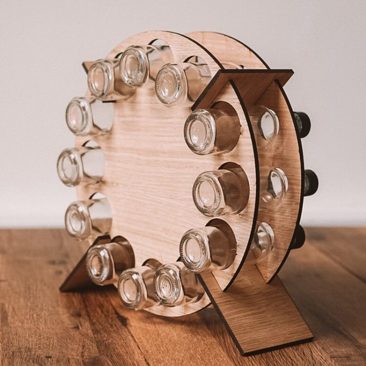 Bar Home Decoration Wooden Crafts Wine Rack Ornament, Style: Round - Small