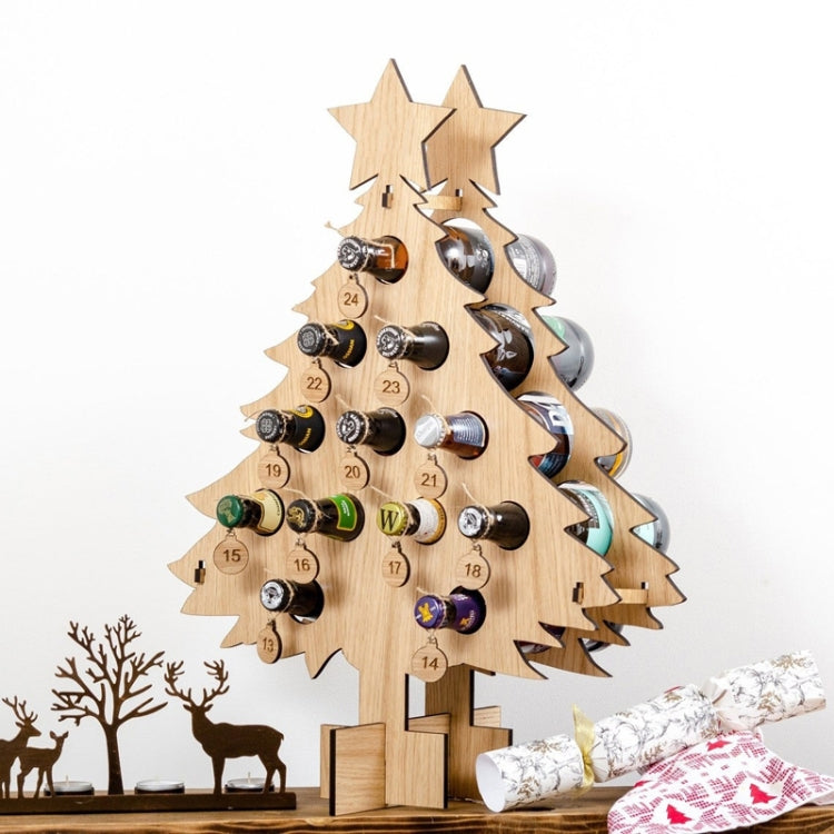 Bar Home Decoration Wooden Crafts Wine Rack Ornament, Style: Christmas Tree - Small
