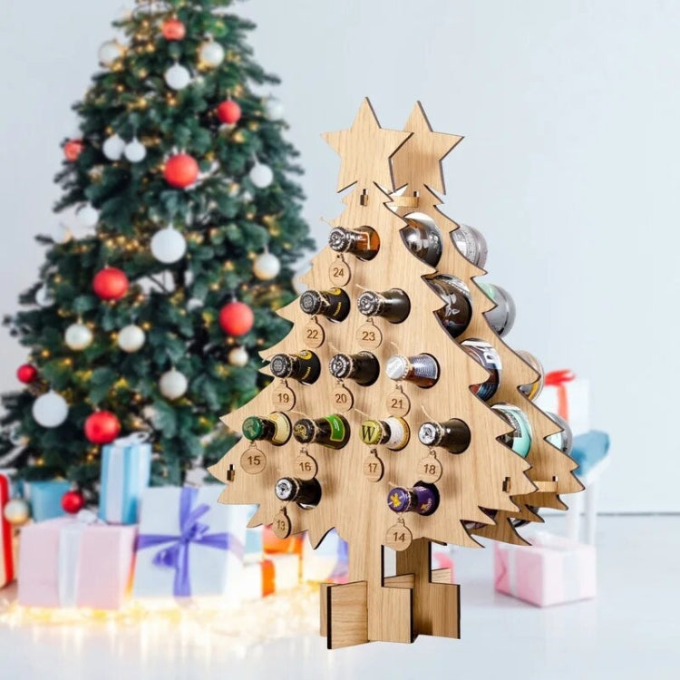 Bar Home Decoration Wooden Crafts Wine Rack Ornament, Style: Christmas Tree - Small