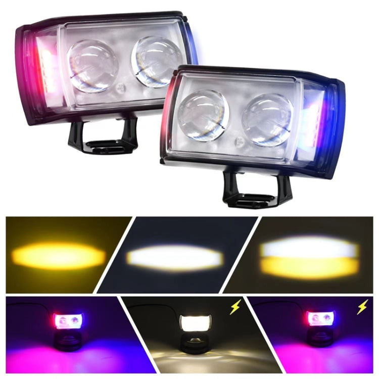 Motorcycle LED Spotlight External Mini Lens High Brightness Flash Headlight Driving Fog Lamps - 2 Lens