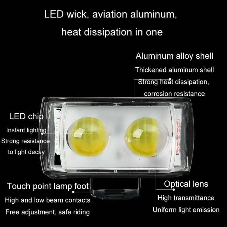 Motorcycle LED Spotlight External Mini Lens High Brightness Flash Headlight Driving Fog Lamps - 2 Lens