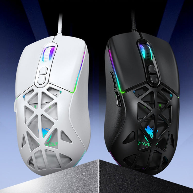 T-WOLF G520 7-keys RGB Marquee Honeycomb Hollow Gaming Wired Mouse