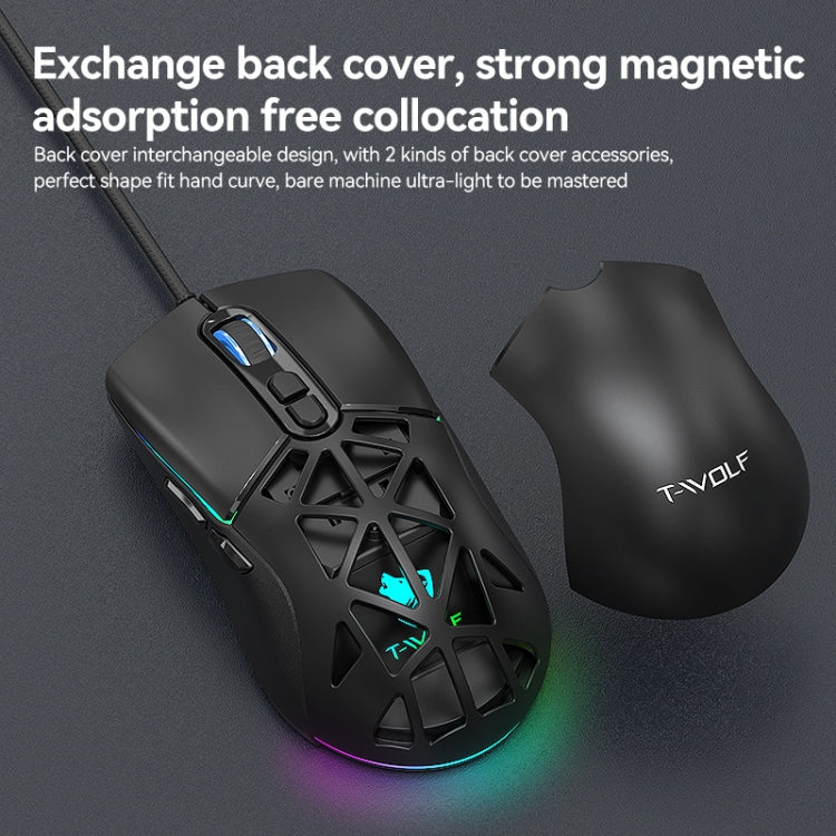 T-WOLF G520 7-keys RGB Marquee Honeycomb Hollow Gaming Wired Mouse