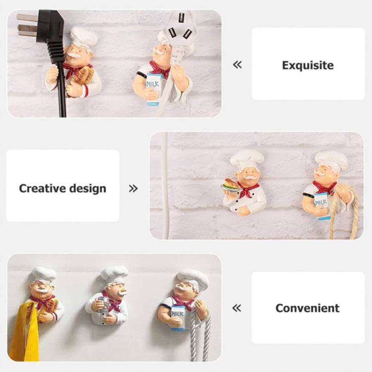 Home Cartoon Chef Power Cord Organizer Kitchen Storage Powerful Sticky Hooks, Style: Milk