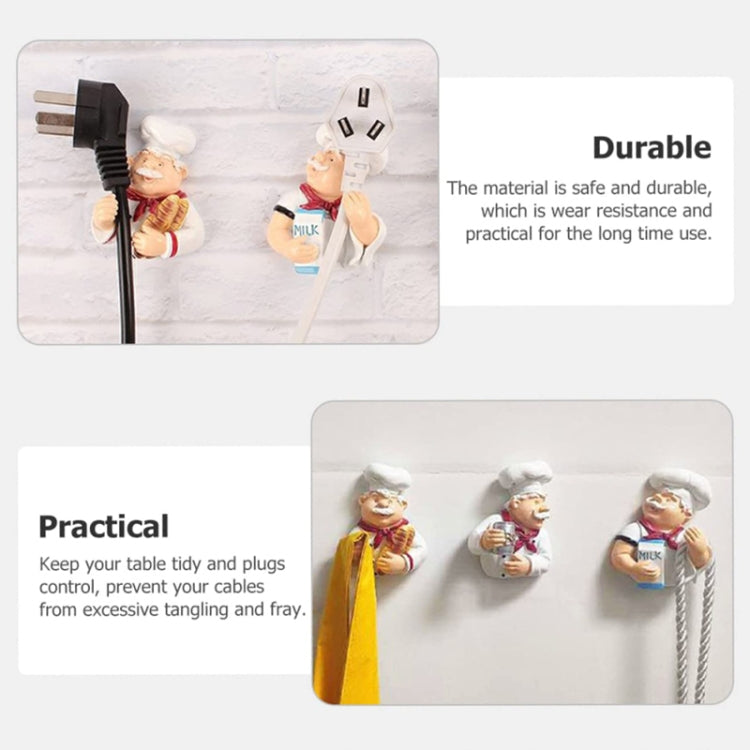 Home Cartoon Chef Power Cord Organizer Kitchen Storage Powerful Sticky Hooks, Style: Roast Chicken