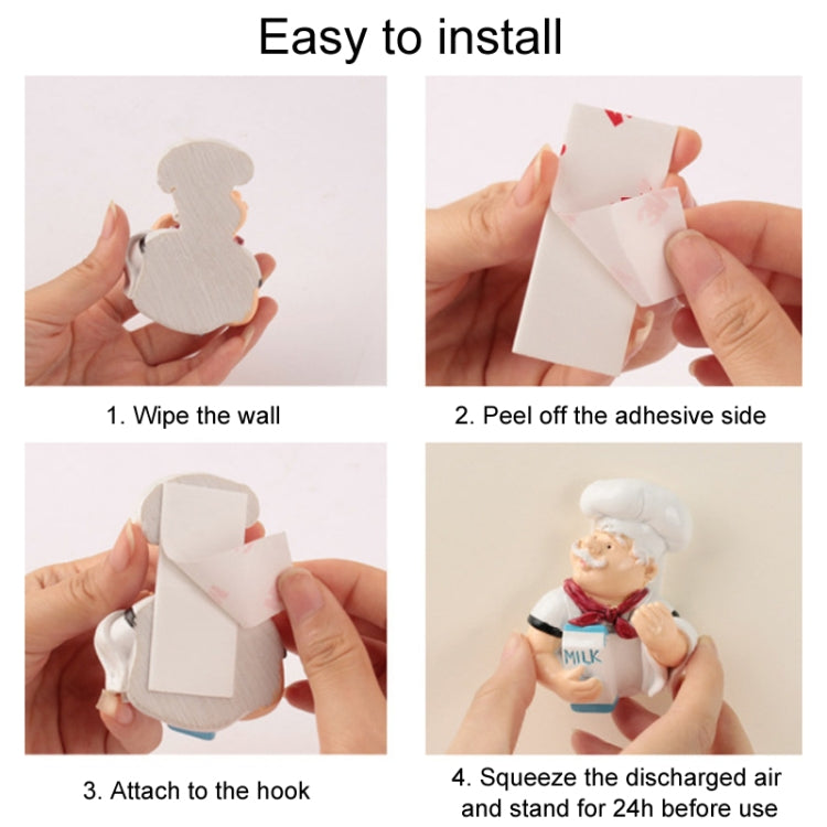 Home Cartoon Chef Power Cord Organizer Kitchen Storage Powerful Sticky Hooks, Style: Roast Chicken