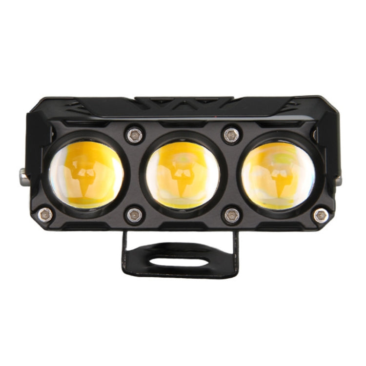 35W Motorcycle Spotlight Dual Color LED Headlight Triple Eye Waterproof Headlight, Model: Straight Bright-Near White+Far White  - 3 Wires