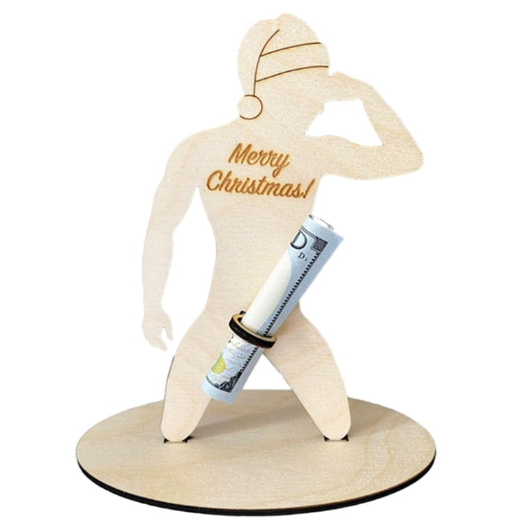 13 x 12cm Wooden Spoof Man Money Holder Bill Stand Craft Ornament