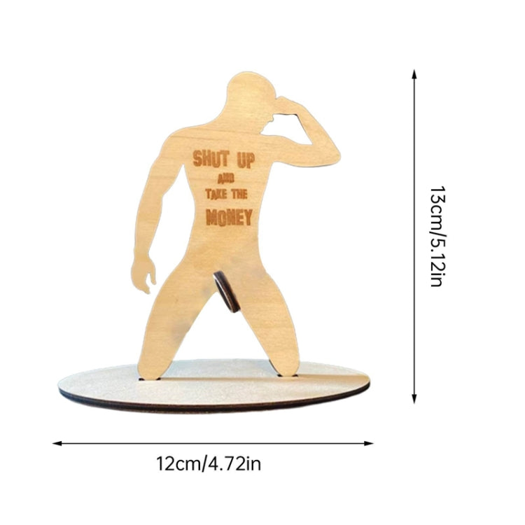 13 x 12cm Wooden Spoof Man Money Holder Bill Stand Craft Ornament