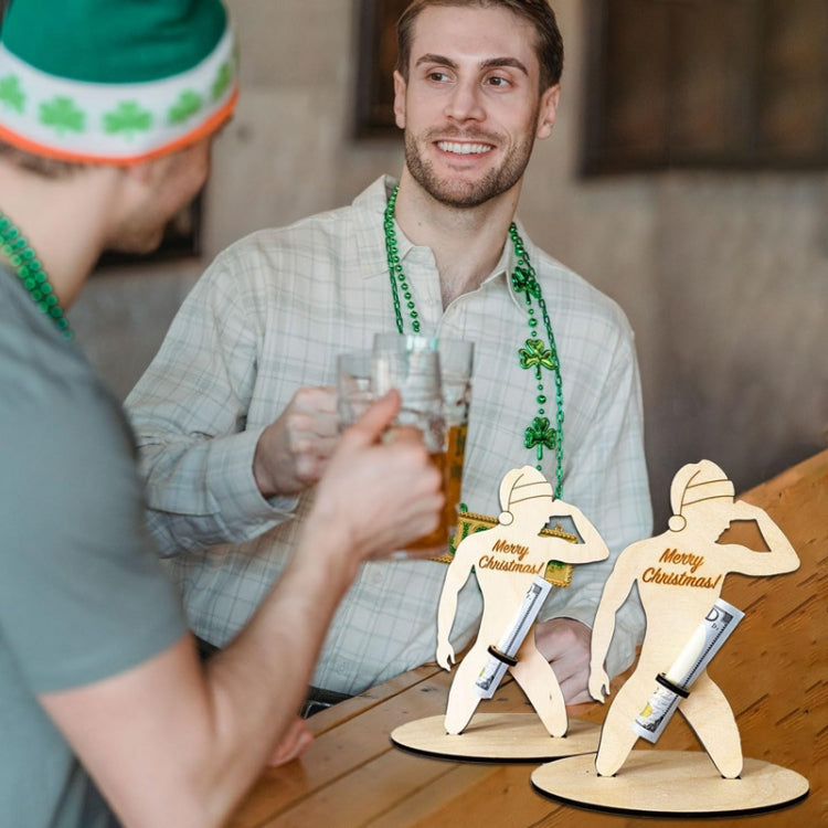 13 x 12cm Wooden Spoof Man Money Holder Bill Stand Craft Ornament