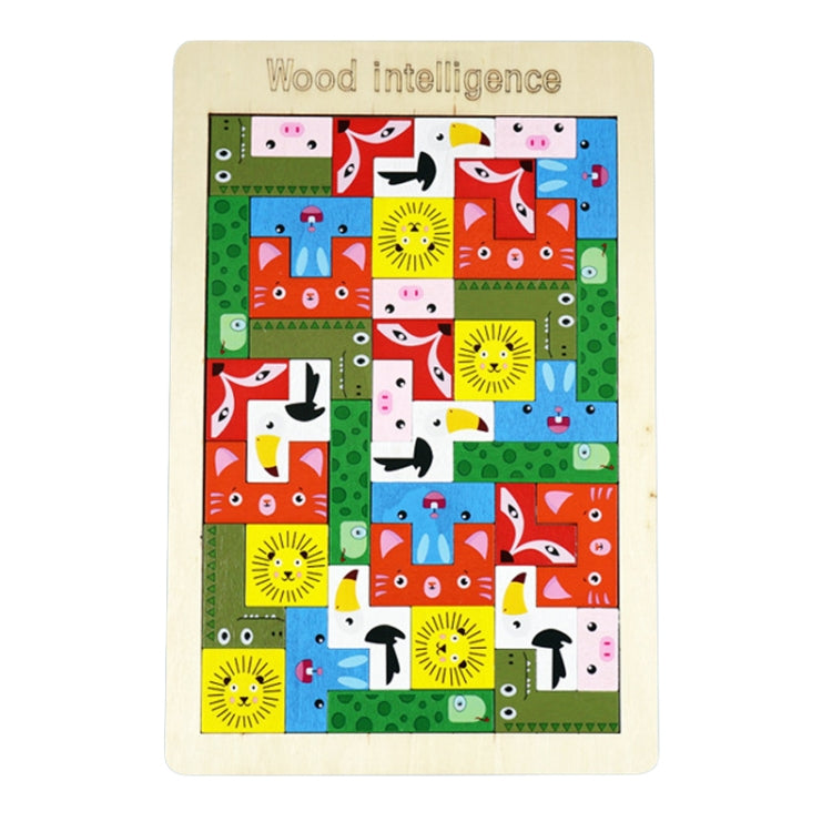 Colorful Cartoon Patterns Blocks Wooden Puzzle Children Educational Toy, Style: Animal