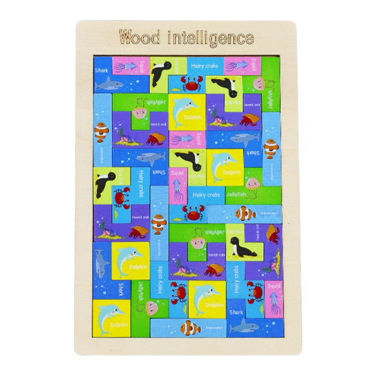 Colorful Cartoon Patterns Blocks Wooden Puzzle Children Educational Toy, Style: Marine