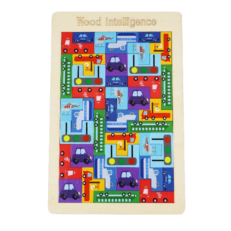 Colorful Cartoon Patterns Blocks Wooden Puzzle Children Educational Toy, Style: Transportation