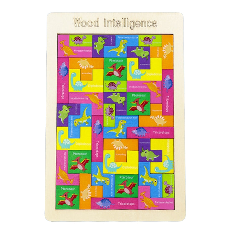 Colorful Cartoon Patterns Blocks Wooden Puzzle Children Educational Toy, Style: Dinosaur