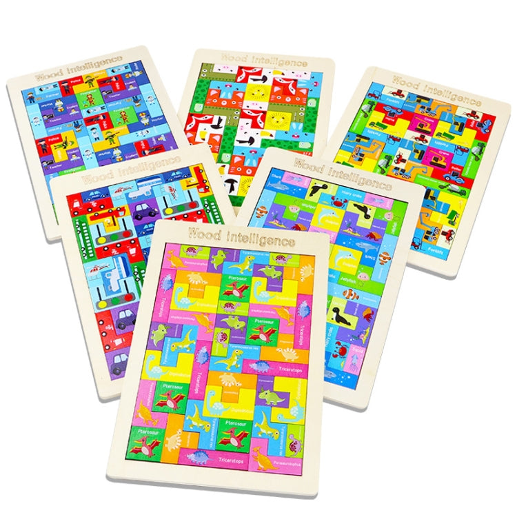 Colorful Cartoon Patterns Blocks Wooden Puzzle Children Educational Toy, Style: Construction Vehicle