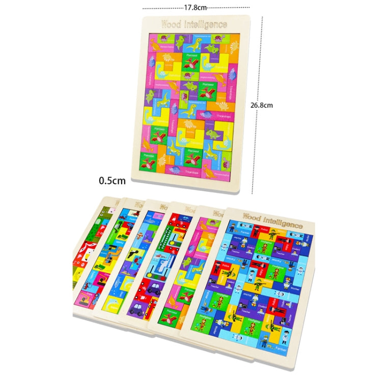 Colorful Cartoon Patterns Blocks Wooden Puzzle Children Educational Toy, Style: Professional Character
