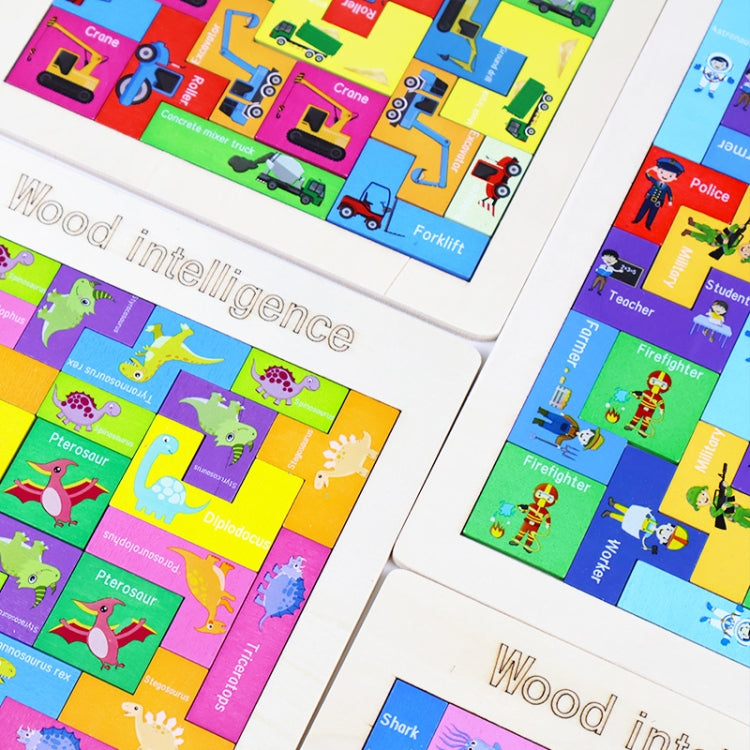 Colorful Cartoon Patterns Blocks Wooden Puzzle Children Educational Toy, Style: Marine