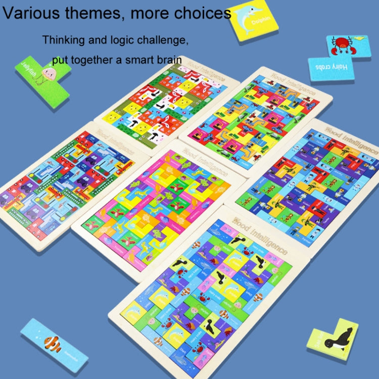Colorful Cartoon Patterns Blocks Wooden Puzzle Children Educational Toy, Style: Animal
